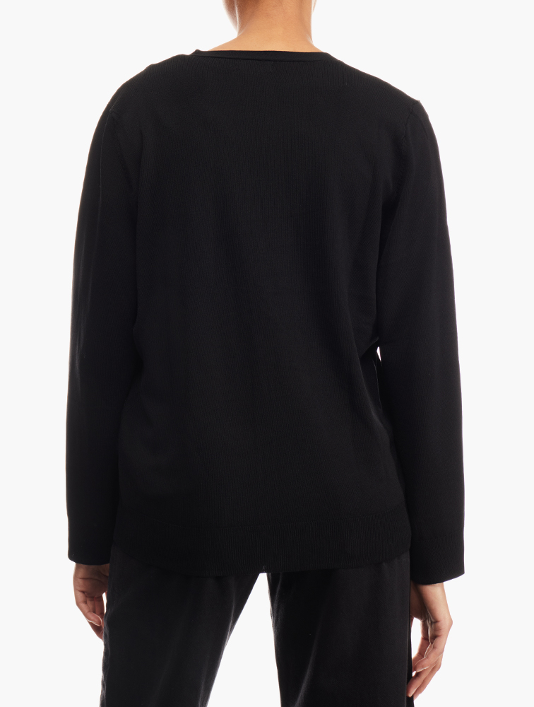 Visway O Neck L S Button Knit Cardigan Black Beauty